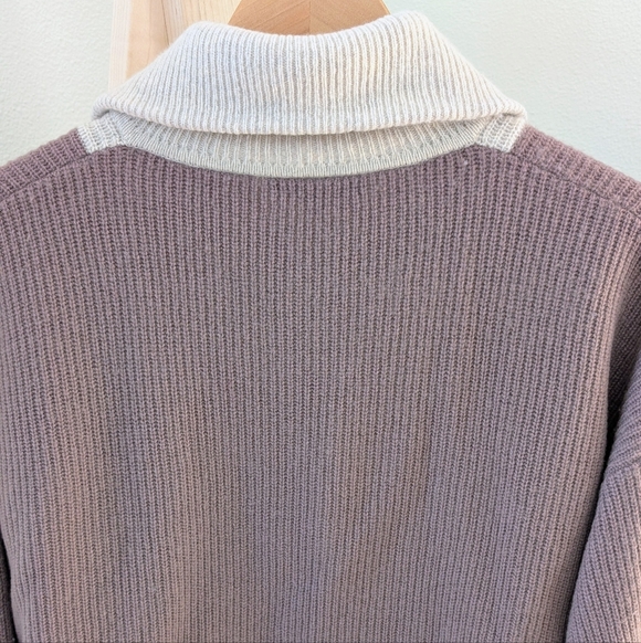 Madewell Tricolor Half-Zip Wool Sweater In Ivory/Mauve/Black - Picture 7 of 10
